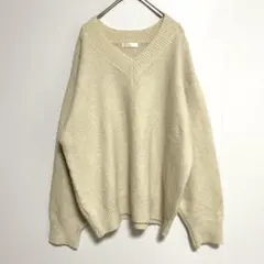 DRESKIP ドレスキップ　ベージュ Vネック　長袖ニット　L