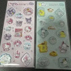 サンリオ　すりガラス風シール　ポムポムプリン・ポチャッコ・シナモンロール