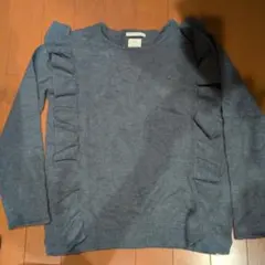 ZARA 134cm フリル付きセーター ダークブルー