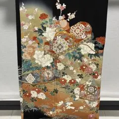 D734 黒留袖 御所車 花模様 金彩 正絹 着物 袷 極美品 - メルカリ