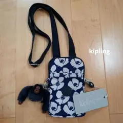Kipling 花柄ショルダーバッグ モンキー付き