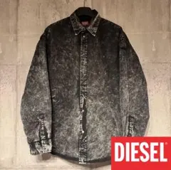 DIESEL デニム風長袖シャツ ブラック/グレー