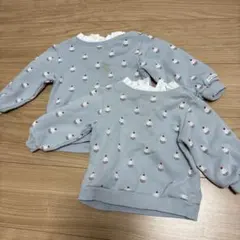 カップケーキ柄 水色トレーナー 80 90 姉妹お揃い