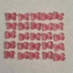 【まとめ割あり♡】ネイルパーツ　25個　リボン　クリアピンク　蝶形
