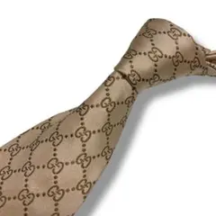 美品　GUCCI】グッチ GG柄 ネクタイ ベージュ シルク　インターロッキング