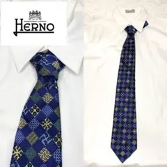 【美品】 HERNO ネクタイ モノグラム ネイビーのサムネイル