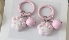 ハローキティ 肉球 キーホルダー 鈴付き ピンク 2個セット