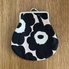 マリメッコ がま口ポーチ ウニッコ ピンク×ネイビー