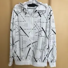 fashion 幾何学模様 フルジップ フード付きパーカー