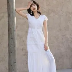 【新品・未使用】コットンレースマキシ丈ワンピース