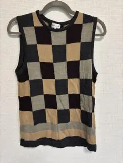 チェック柄 ノースリーブニット