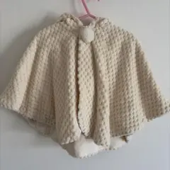 【美品】ミキハウス ベビー ポンチョ マント 70-90cm