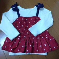 【訳あり】ミッキー柄 赤色 トップス 90cm