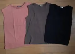 GU ノースリーブTシャツ３点セット　ブラウン、黒