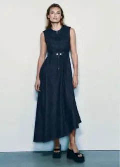 ZARA アシメントリーデニムワンピース
