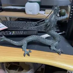 龍 置物 青銅製 ドラゴン像 木製台座付 風水 開運 金運 アジアン