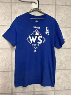LAドジャース　Majestic WS 2017 Tシャツ M 青