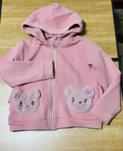 Mezzo Piano ピンク クマポケットパーカー