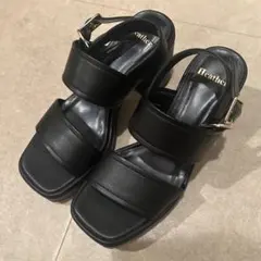 【美品】Heather ブラック 厚底 ストラップサンダル 24〜24.5cmのサムネイル