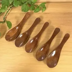 新品、未使用！天然木　木製スプーン　木製レンゲ　5本セットのサムネイル