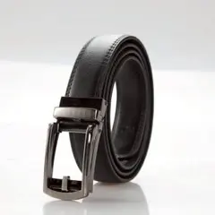 ベルト メンズ 本革 レザー 穴なし オートロック 紳士 ビジネス ブラック