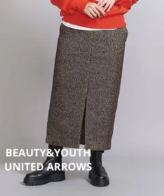 【美品】UNITED ARROWS ツイードライク フロントジップスカート