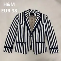 H&M テーラードジャケット ネイビーとホワイトストライプUS 8/ EUR38