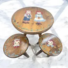 ラガディ アン&アンディ トールペイント 木製 テーブル&スツール２脚 セット