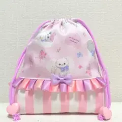 給食袋 ランチョンマット 入学 女の子 人気のピンクストライプ ねこ