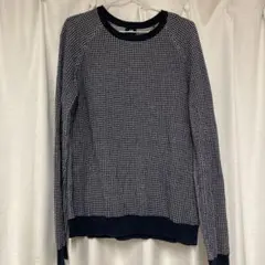 H&M ネイビーとホワイトのニット Lサイズ