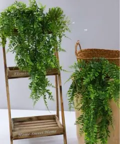 2個セット　フェイクグリーン シダ植物 観葉植物 葉 吊り下げ リアル　壁掛け