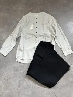 prit シャツ&パンツセット　ミントシャツブラックパンツのサムネイル
