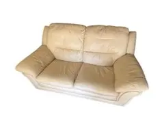 【滋賀】IDC大塚家具 レザーワールド レザー 2人掛けワイドソファ ホワイト