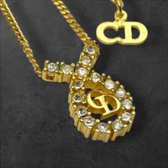 vintage Dior CD ラインストーン ネックレス ゴールド 242