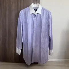 Aquascutum 長袖ワイシャツ サイズ（40-50）色（紫と白ストライプ）