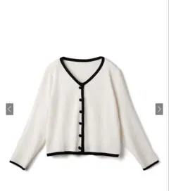 ホワイト ブラック Vネック カーディガン