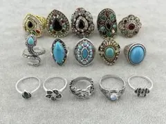 指輪　リング　15点　昭和レトロ　ヴィンテージ　デザイン　アクセサリー　まとめ売