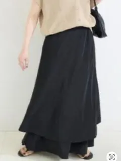 SIMPLICITÉ ブラック フレアスカート ロング丈のサムネイル