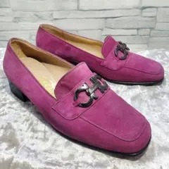 サルヴァトーレフェラガモ 22.5cm パンプス スエード 紫 ガンチーニ 5D