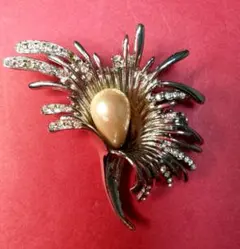 ブローチ シルバー ジルコニア パール ペンダントトップ 卒業式 アンティーク