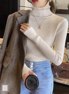 GRL タートルネックリブニットトップス アイボリー k8534v