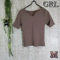 【GRL】グレイル　トップス　半袖　Tシャツ　Mサイズ　グレージュ　可愛い