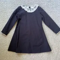 卒園　入学　B:MING ワンピース 120サイズ 紺色　ネイビー　レース襟①