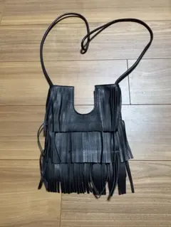 FRAMeWORK 【NOMADIS 本革フリンジ黒ショルダーバッグ】