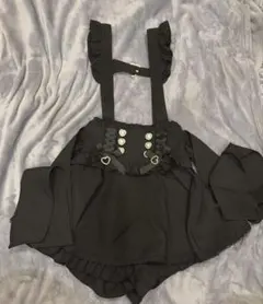 LIZLISA レースアップサスペンダー付スカパン ブラック