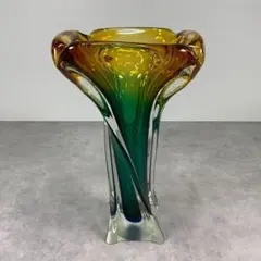 ジャパン ヴィンテージ ガラス ベース グラデーション 花器 花瓶 ビンテージ