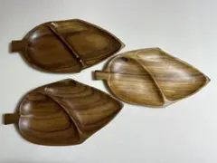 【新品未使用品】木製プレート　葉っぱ型　3枚セット