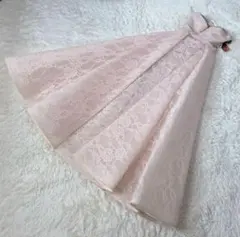 【新品タグ付き】Angel R ピンク 総レース ロングドレス S ビジュー