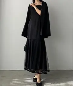 louere 裾シアーチュールマーメイドキャミワンピース