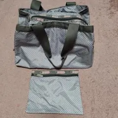 美品　レスポートサック　グレー・ドット柄 セットバッグ